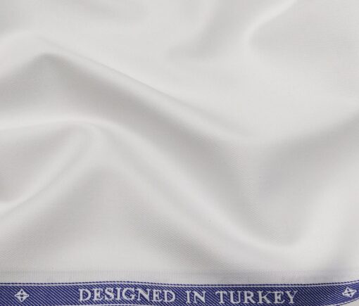 Soktas Men's Giza Cotton Solids Twill 1.60 Meter Unstitched Shirt Fabric (White)