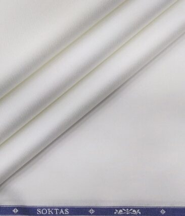 Soktas Men's Giza Cotton Solids Twill 1.60 Meter Unstitched Shirt Fabric (White)