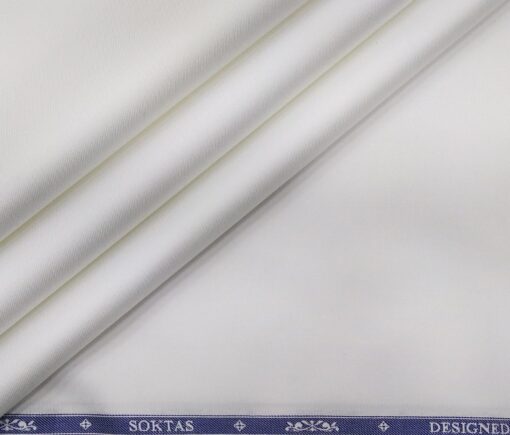 Soktas Men's Giza Cotton Solids Twill 1.60 Meter Unstitched Shirt Fabric (White)