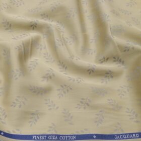 Soktas Men's Giza Cotton Floral Jacquard 1.60 Meter Unstitched Shirt Fabric (Oat Beige)