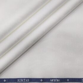Soktas Men's Giza Cotton Floral Jacquard 1.60 Meter Unstitched Shirt Fabric (White)