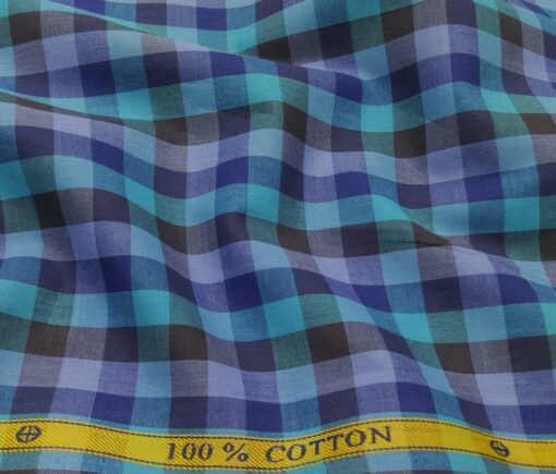 Soktas Men's Cotton Burberry Checks 1.60 Meter Unstitched Shirt Fabric (Multi)