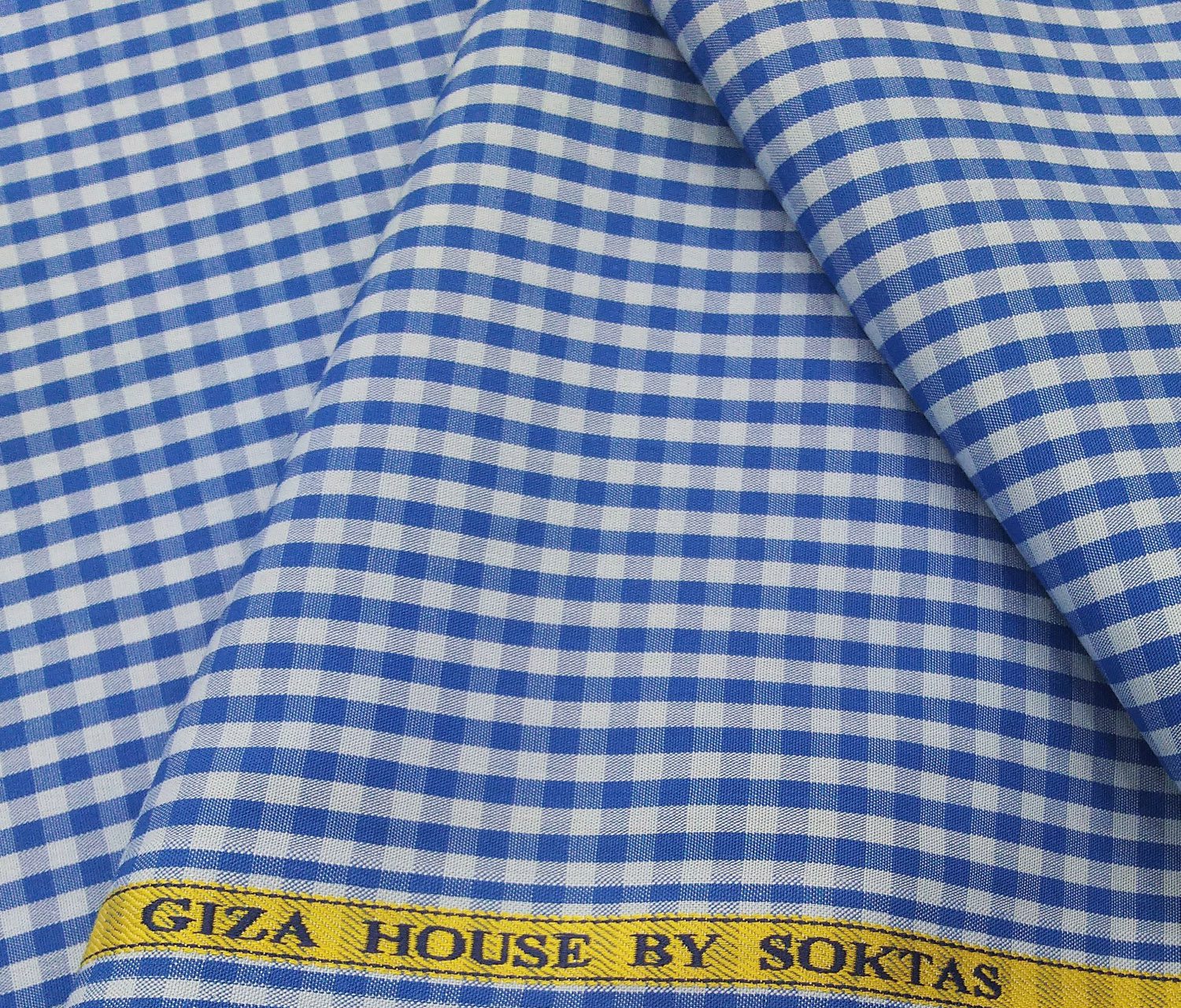Soktas Men's Cotton Checks 1.60 Meter Unstitched Shirt Fabric (Light Sky Blue)