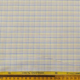 Soktas Men's Cotton Multi Colored Checks 1.60 Meter Unstitched Shirt Fabric (Off-White)
