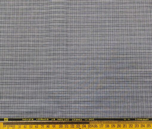 Bombay Rayon Men's Cotton Checks 1.60 Meter Unstitched Shirt Fabric (Grey)