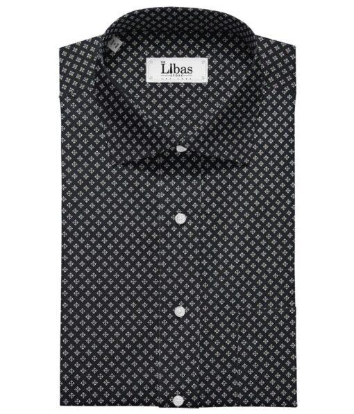 Bombay Rayon Men's Cotton Printed 1.60 Meter Unstitched Shirt Fabric (Black)