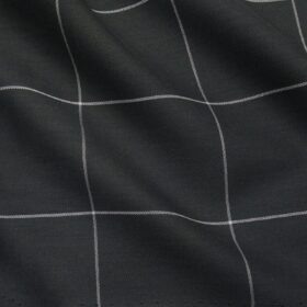 Bombay Rayon Men's Cotton Broad Checks 1.60 Meter Unstitched Shirt Fabric (Greenish Black)