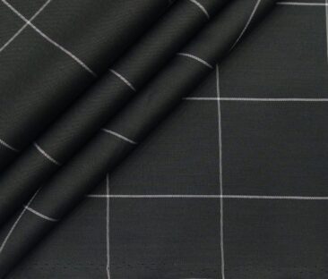 Bombay Rayon Men's Cotton Broad Checks 1.60 Meter Unstitched Shirt Fabric (Greenish Black)