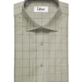 Bombay Rayon Men's Cotton Checks 1.60 Meter Unstitched Shirt Fabric (Olive Green)