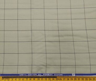 Bombay Rayon Men's Cotton Checks 1.60 Meter Unstitched Shirt Fabric (Olive Green)