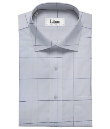 Bombay Rayon Men's Cotton Broad Checks 1.60 Meter Unstitched Shirt Fabric (Sky Blue)