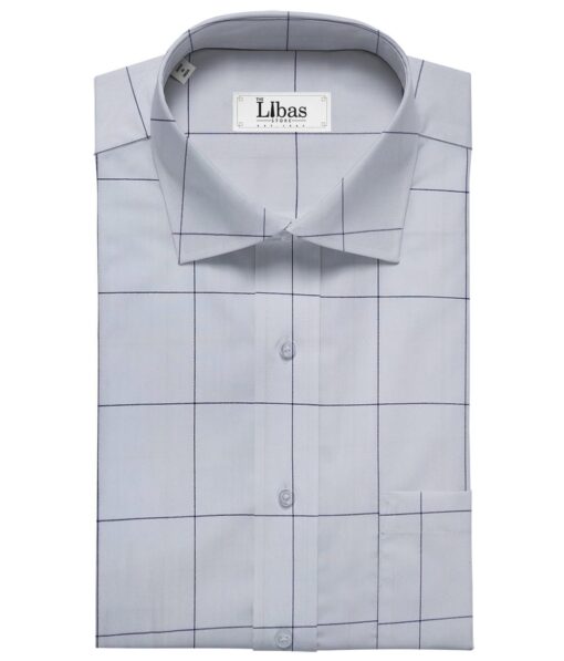 Bombay Rayon Men's Cotton Broad Checks 1.60 Meter Unstitched Shirt Fabric (Sky Blue)