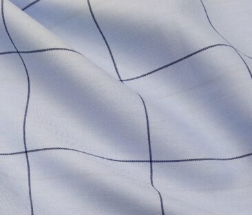 Bombay Rayon Men's Cotton Broad Checks 1.60 Meter Unstitched Shirt Fabric (Sky Blue)