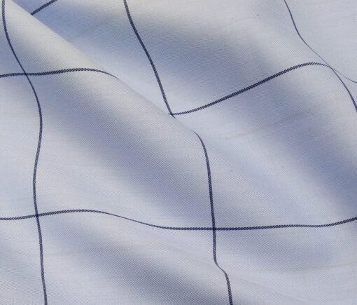 Bombay Rayon Men's Cotton Broad Checks 1.60 Meter Unstitched Shirt Fabric (Sky Blue)