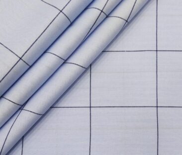 Bombay Rayon Men's Cotton Broad Checks 1.60 Meter Unstitched Shirt Fabric (Sky Blue)