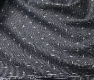 Cadini Italy Men's Cotton Printed 1.60 Meter Unstitched Shirt Fabric (Grey)