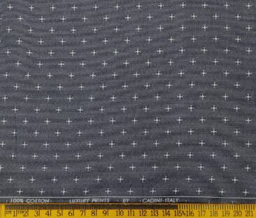 Cadini Italy Men's Cotton Printed 1.60 Meter Unstitched Shirt Fabric (Grey)