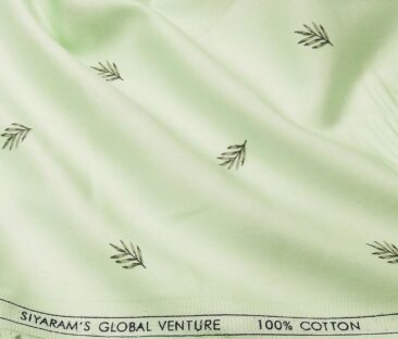 Cadini Italy Men's Cotton Printed 1.60 Meter Unstitched Shirt Fabric (Light Green)