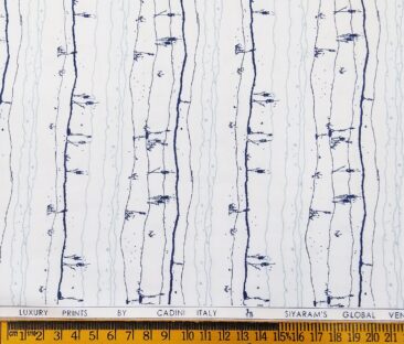 Cadini Italy Men's Cotton Printed 1.60 Meter Unstitched Shirt Fabric (White)