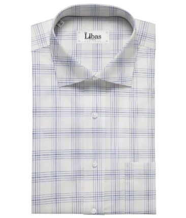 Cadini Italy Men's Cotton Checks 1.60 Meter Unstitched Shirt Fabric (White)