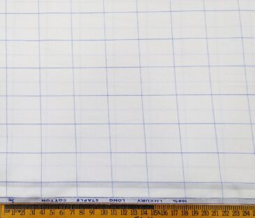 Cadini Italy Men's Cotton Checks 1.60 Meter Unstitched Shirt Fabric (White)