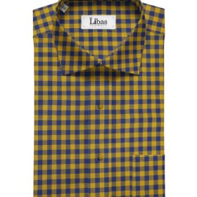 Cadini Italy Men's Cotton Checks 1.60 Meter Unstitched Shirt Fabric (Yellow)