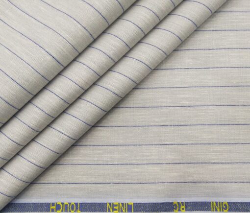 Exquisite Men's Poly Cotton Striped 1.60 Meter Unstitched Shirt Fabric (Light Grey)