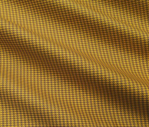 Monza Men's Cotton Houndstooth 1.60 Meter Unstitched Shirt Fabric (Mustard Yellow)