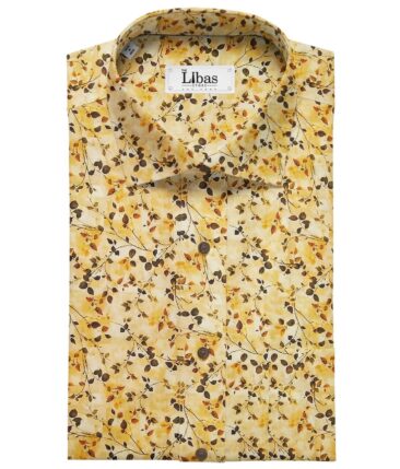 Monza Men's Cotton Digital Printed 1.60 MeterUnstitched Shirt Fabric (Yellow)