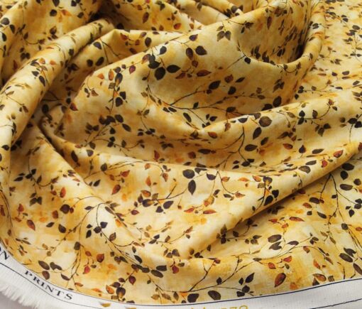 Monza Men's Cotton Digital Printed 1.60 MeterUnstitched Shirt Fabric (Yellow)
