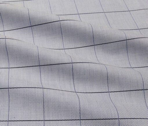 Monza Men's Giza Cotton Checks 1.60 Meter Unstitched Shirt Fabric (Light Blue)