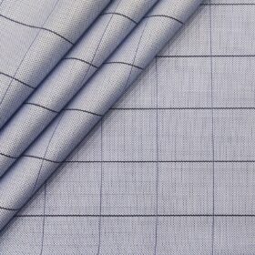 Monza Men's Giza Cotton Checks 1.60 Meter Unstitched Shirt Fabric (Light Blue)