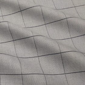 Monza Men's Giza Cotton Checks 1.60 Meter Unstitched Shirt Fabric (Light Grey)