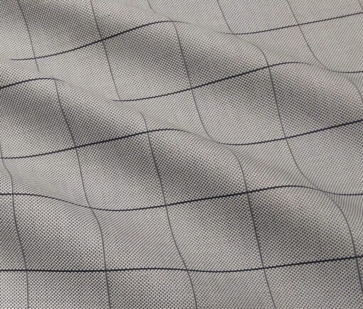 Monza Men's Giza Cotton Checks 1.60 Meter Unstitched Shirt Fabric (Light Grey)