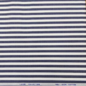 Monza Men's Giza Cotton Striped 1.60 Meter Unstitched Shirt Fabric (White)