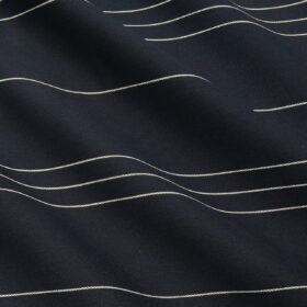 Monza Men's Cotton Striped 1.60 Meter Unstitched Shirt Fabric (Dark Navy Blue)