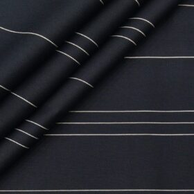 Monza Men's Cotton Striped 1.60 Meter Unstitched Shirt Fabric (Dark Navy Blue)