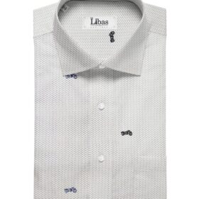 Monza Men's Cotton Printed 1.60 Meter Unstitched Shirt Fabric (White)
