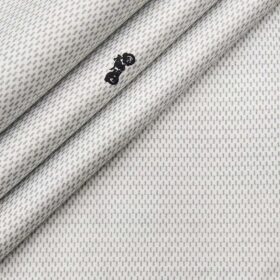 Monza Men's Cotton Printed 1.60 Meter Unstitched Shirt Fabric (White)