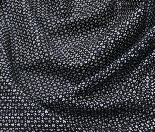 Monza Men's Cotton Polka Dots Printed 1.60 Meter Unstitched Shirt Fabric (Dark Blue)