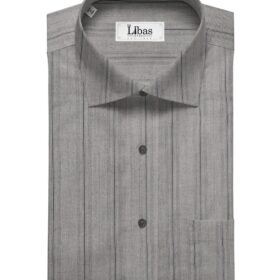 Monza Men's Cotton Striped 1.60 Meter Unstitched Shirt Fabric (Silver Grey)