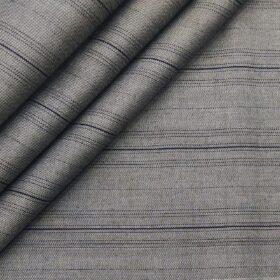Monza Men's Cotton Striped 1.60 Meter Unstitched Shirt Fabric (Silver Grey)