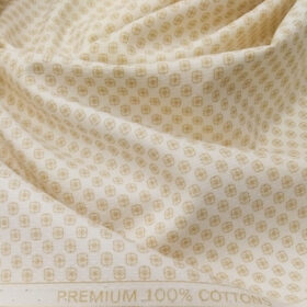 Monza Men's Cotton Structured Cum Printed 1.60 Meter Unstitched Shirt Fabric (Off White)