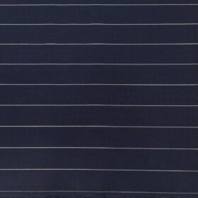 Monza Men's Cotton White Striped 1.60 Meter Unstitched Shirt Fabric (Dark Blue)