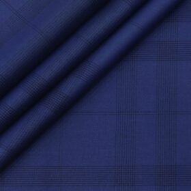 Monza Men's Cotton Checks 1.60 Meter Unstitched Shirt Fabric (Royal Blue)