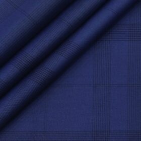 Monza Men's Cotton Checks 1.60 Meter Unstitched Shirt Fabric (Royal Blue)