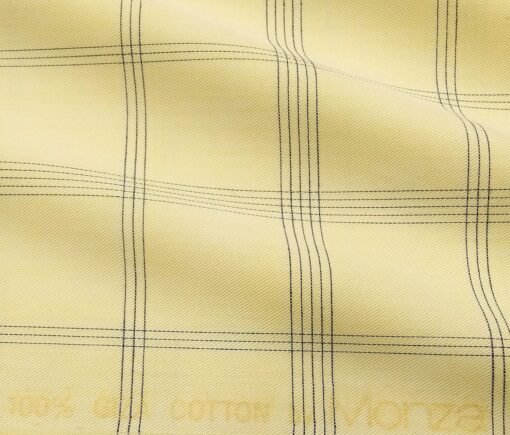 Monza Men's Giza Cotton Checks 1.60 Meter Unstitched Shirt Fabric (Yellow)
