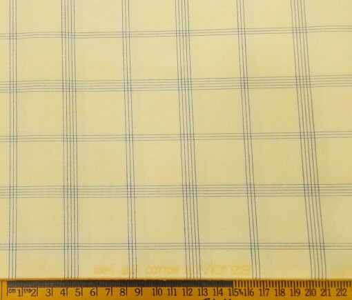 Monza Men's Giza Cotton Checks 1.60 Meter Unstitched Shirt Fabric (Yellow)