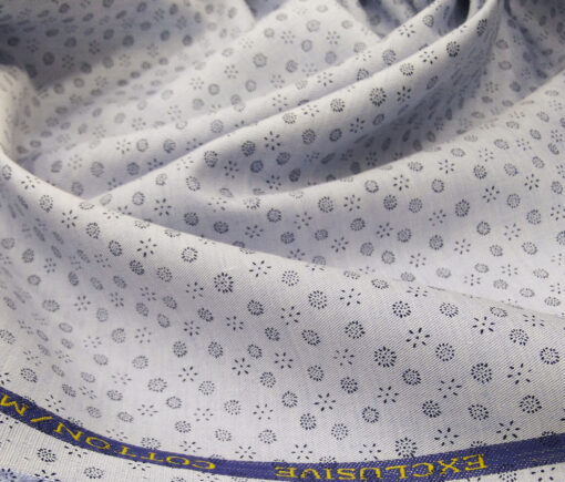 Monza Men's Cotton Printed 1.60 Meter Unstitched Shirt Fabric (Light Blue)