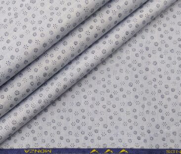 Monza Men's Cotton Printed 1.60 Meter Unstitched Shirt Fabric (Light Blue)